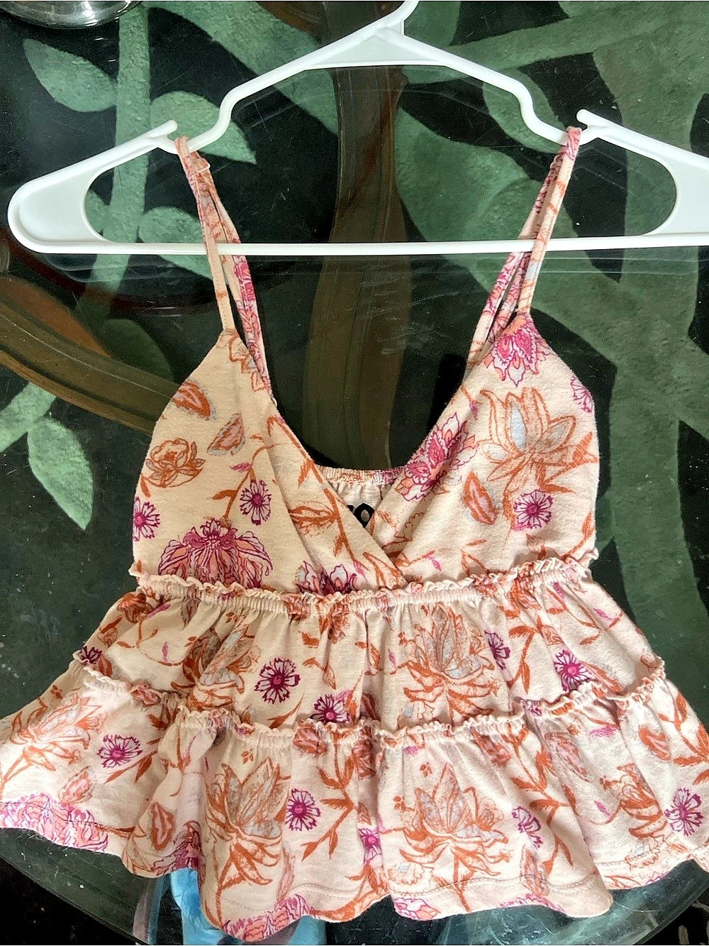 Free People Floral Ruffle Camisole in Pink & Orange
